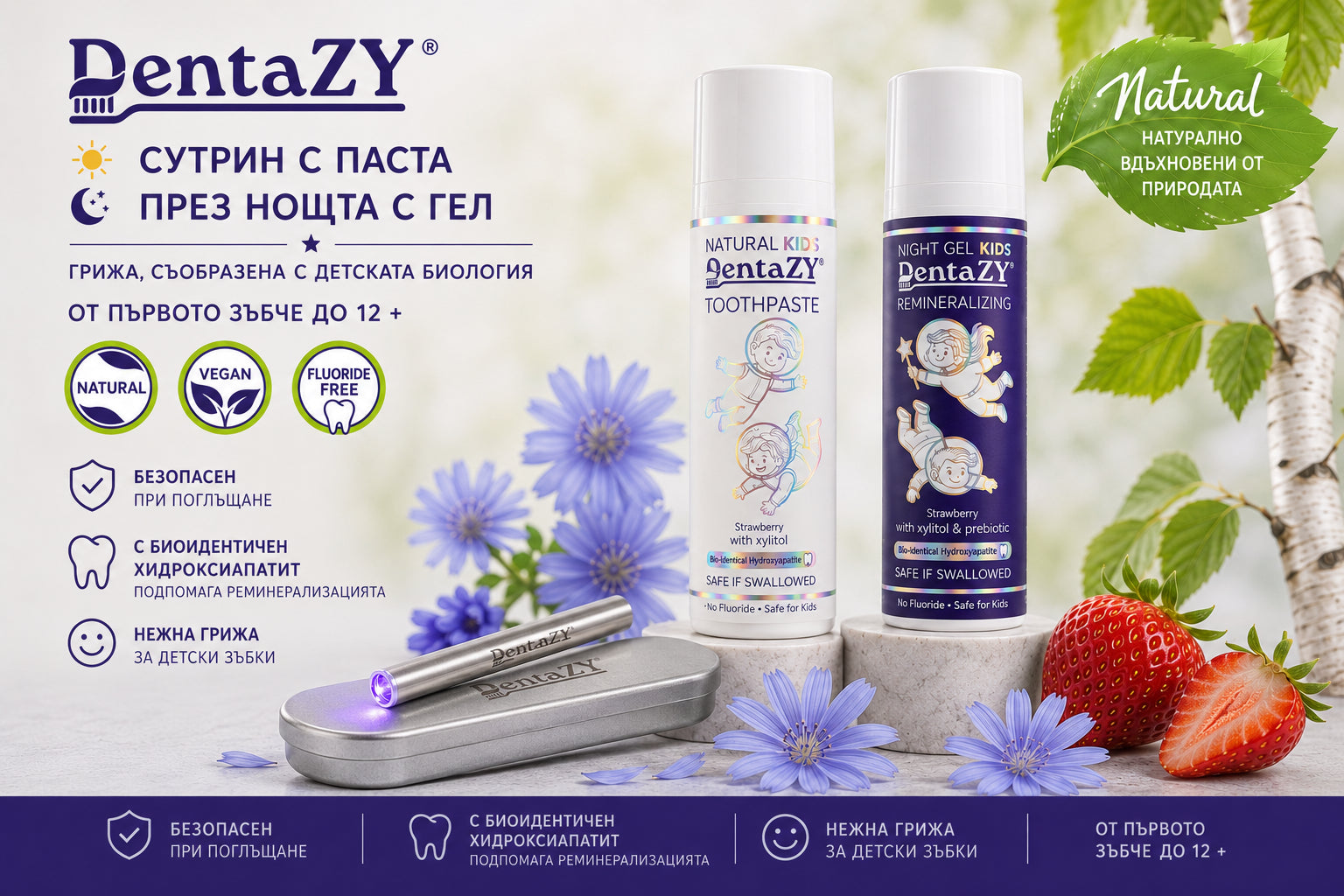 DentaZY NIGHT · паста, DentaZY Light и нощен гел